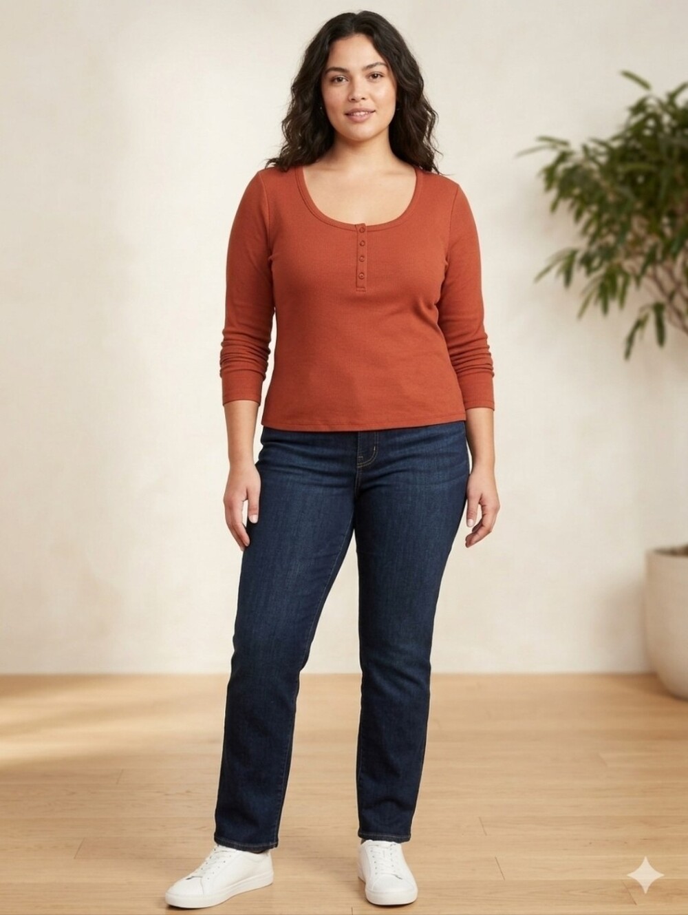 Old Navy Women's Long Sleeve Scoop Neck Henley Top - Red